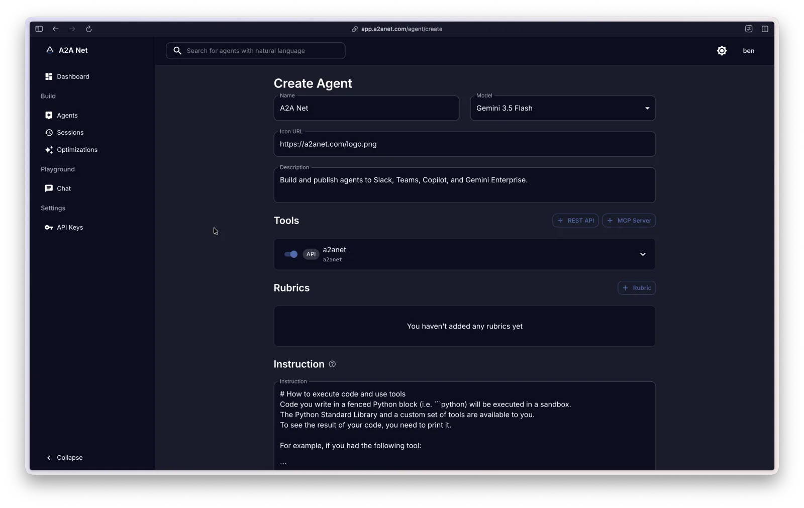 Create an AI agent from an OpenAPI spec or MCP server