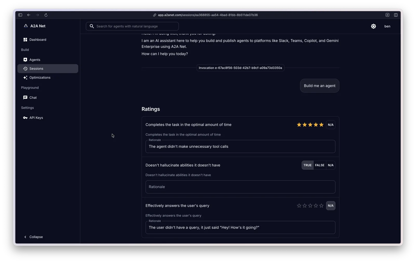 Set rubrics and rate sessions